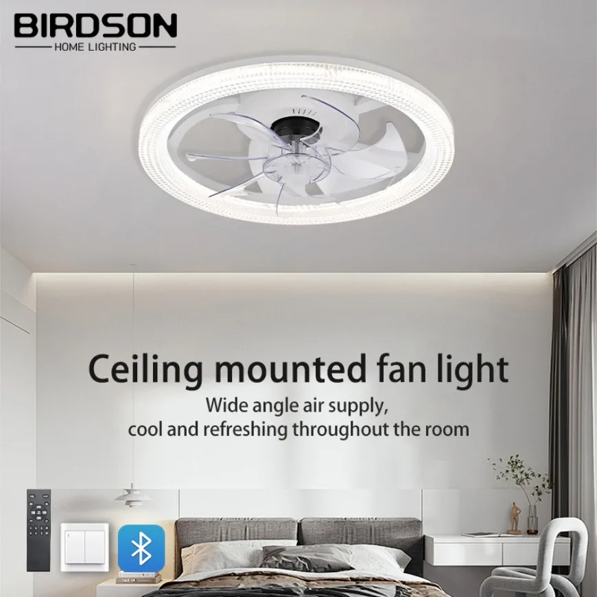 

Intelligent LED Ceiling Fan Light New Minimalist Indoor Lighting with Remote Control Dimming and 6-speed Electric Fan Lighting