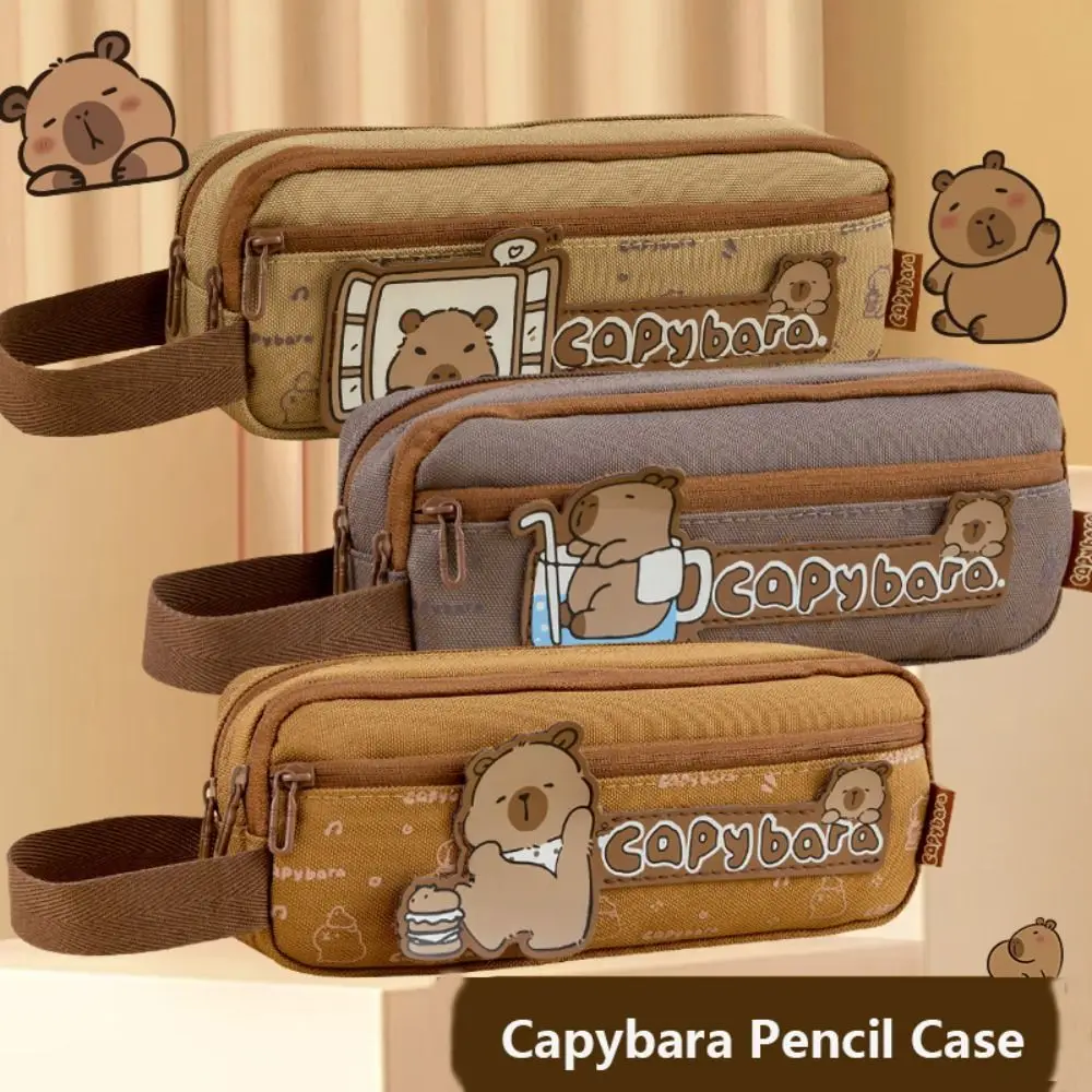 New Multi-layer Capybara Pen Bag Multifunctional Cartoon Stationery Bag Large Capacity Pencil Case Student