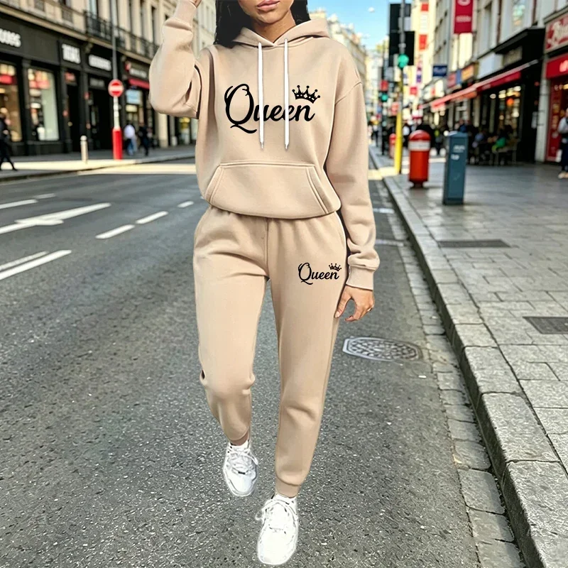 2026 Womens Tracksuit Casual Hooded Sweatshirt 2 Pcs Suit Outdoor Sports Clothes Outfits Autumn Winter Quality Woman Pants Sets