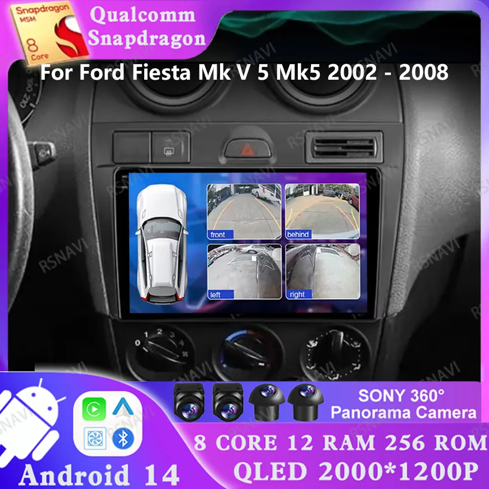 

Android 14 для Ford Fiesta Mk VI 5 Mk5 2002-2008 4G LTE АВТО головное устройство DSP DVD Стерео GPS 5G WIFI Мультимедиа Qualcomm 2 DIN