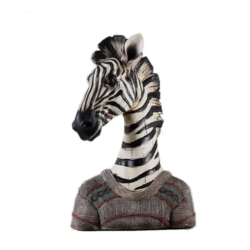 Zebra Gentleman Statue Animal Ornaments Painted Resin Crafts Giraffe Couple Sculpture Desk Decoration Modern Home Decor