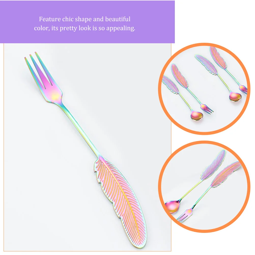 

2pcs Spoon Fork Set Stainless Steel Mini Dessert Spoons Gold Tableware For Coffee Tea Ice Cream Camping Picnic Party