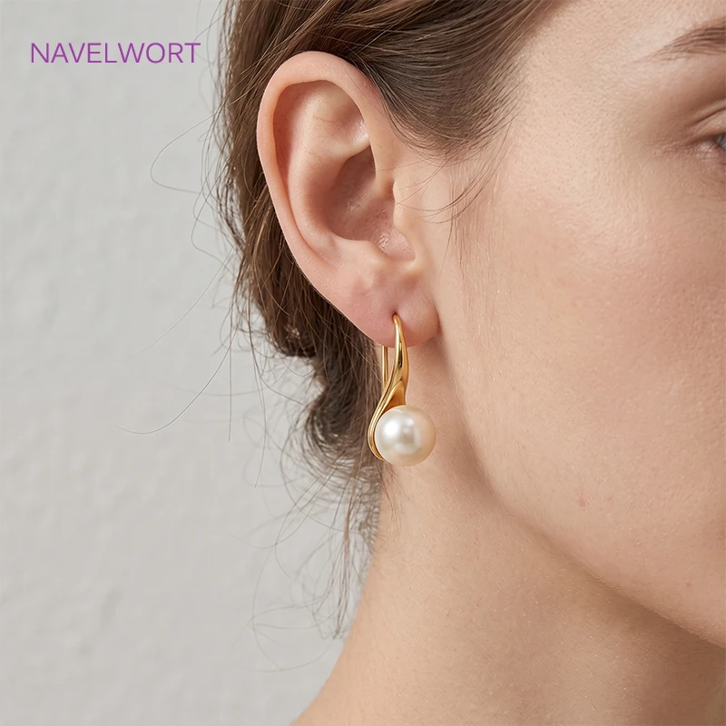 4/8/12Pcs 18K Gold Plated Earring Hooks with Pearl Pendant Mounting,Brass Earwires Fasteners,DIY Earrings Making Accessories