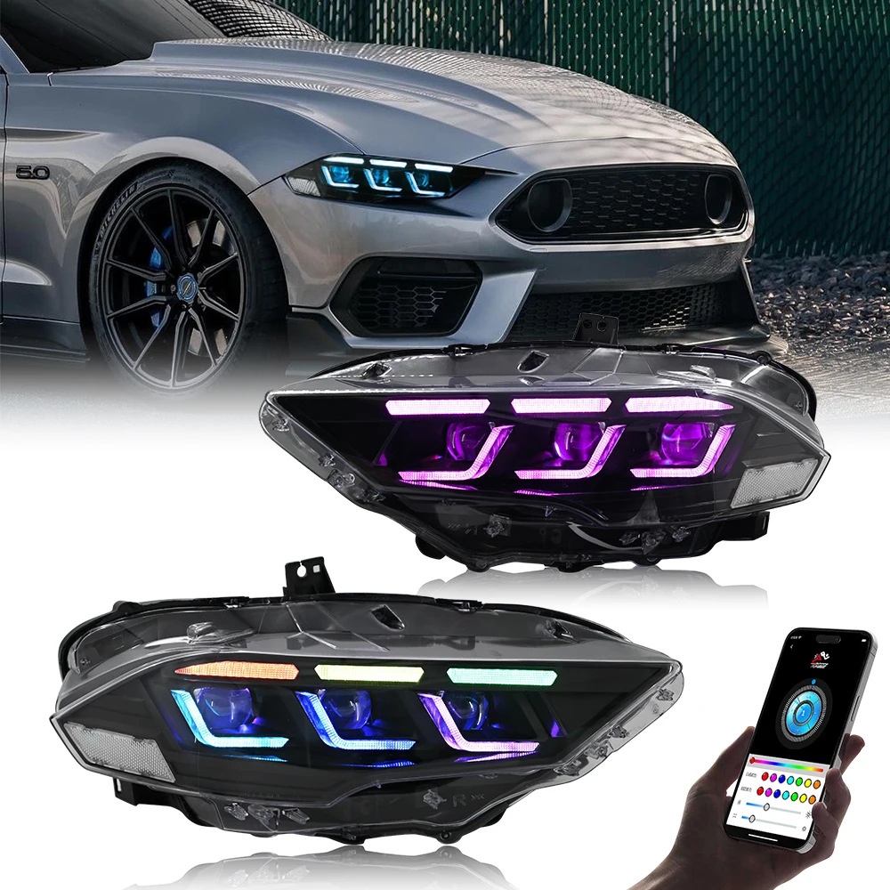 

Светодиодный объектив проектора DRL в сборе для фар Ford Mustang 2015 2016 2017 2018 2019 2020 2021 2022 2023 Фара