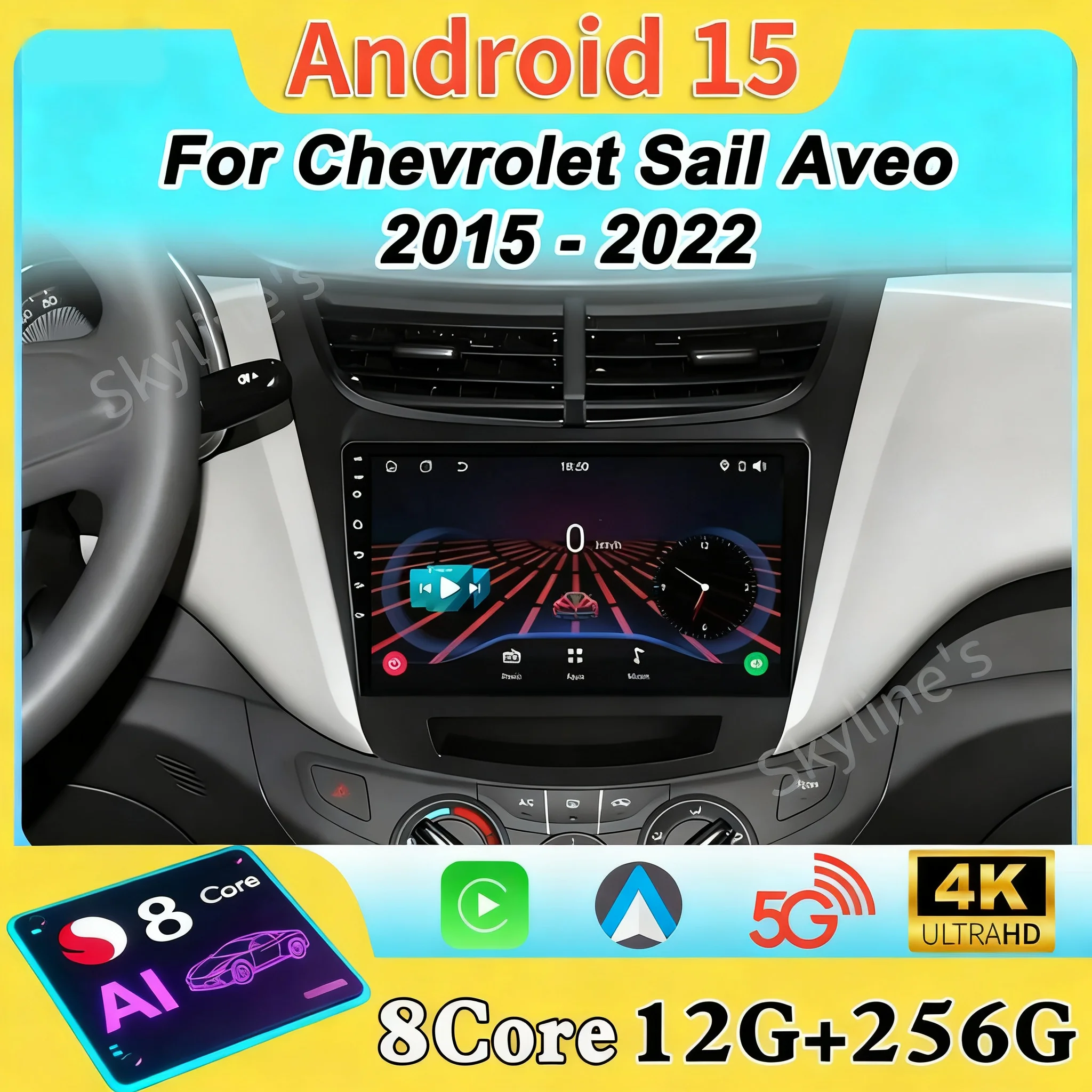 راديو السيارة مشغل وسائط متعددة لشروليه شراع أفيو 2015 2016 2017 2018 2019 2020 2022 أندرويد 15 Carplay BT