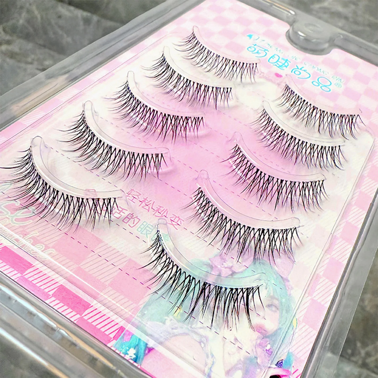 5 زوج فتاة مجموعة الرموش الصناعية الطبيعية شائكة Wispy سميكة رمش تمديد مثالية لأدوات ماكياج المهنية النمط الكوري