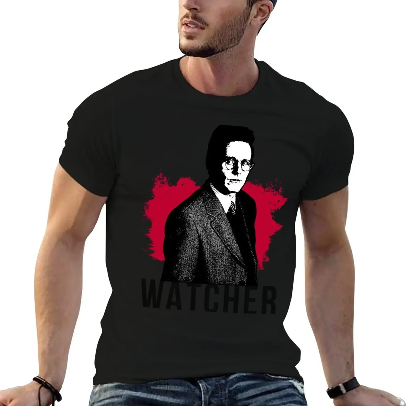 

Giles the Watcher - Red with Black Text (BtVS) T-Shirt quick-drying plain cute tops Short sleeve tee oversized t shirts for men