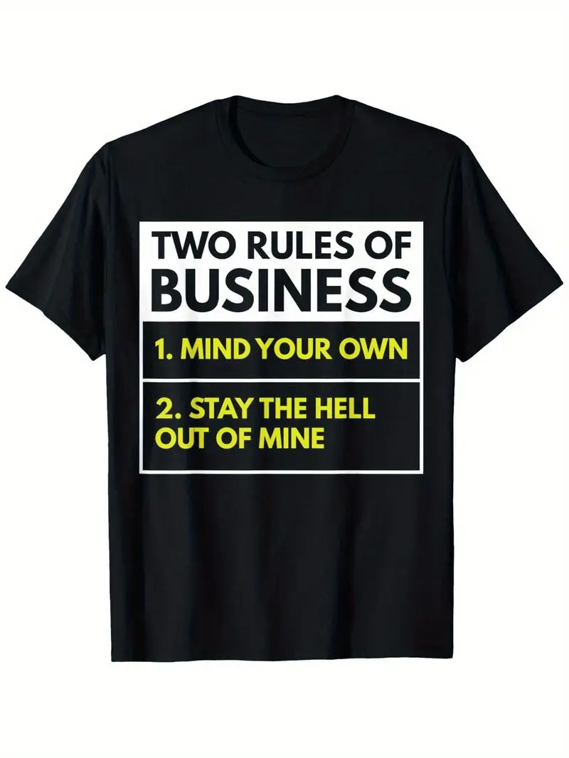 Men's Mind Your Own Business Don't Come To Me Graphic T-Shirt Round Neck Casual Summer Tee Yellow White Print Machine Washable