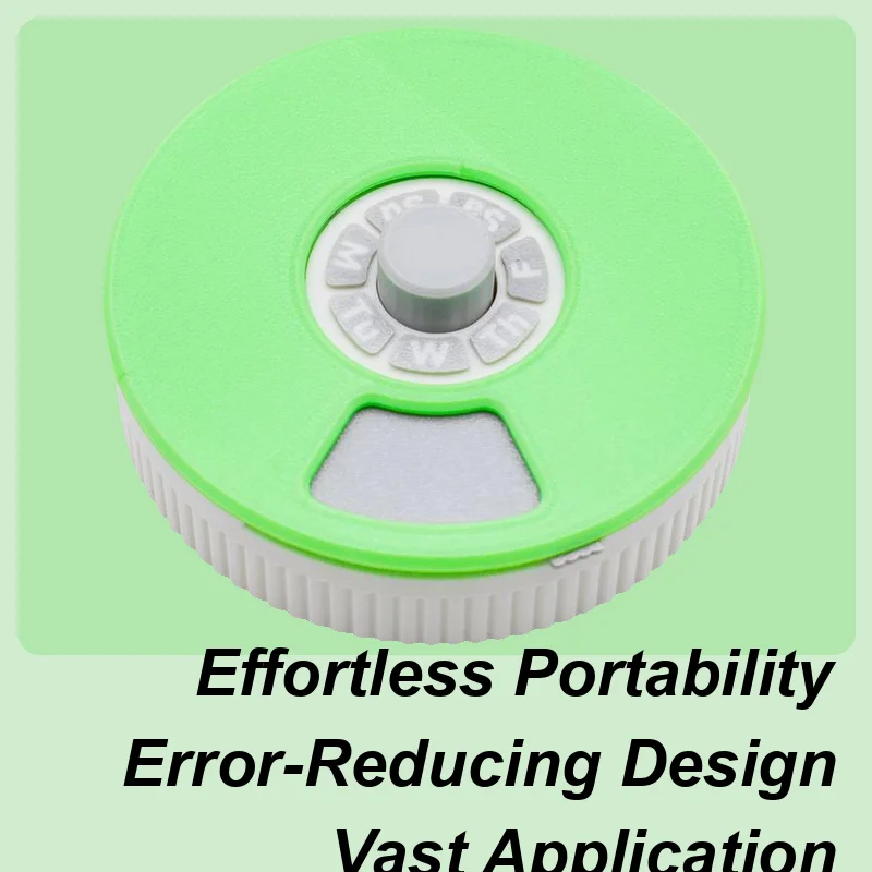 

Travel Pill Organizer Push Turn Mechanism Medicine Dispenser Holder Spill-Proof Rotating Pill Organizer Containers For