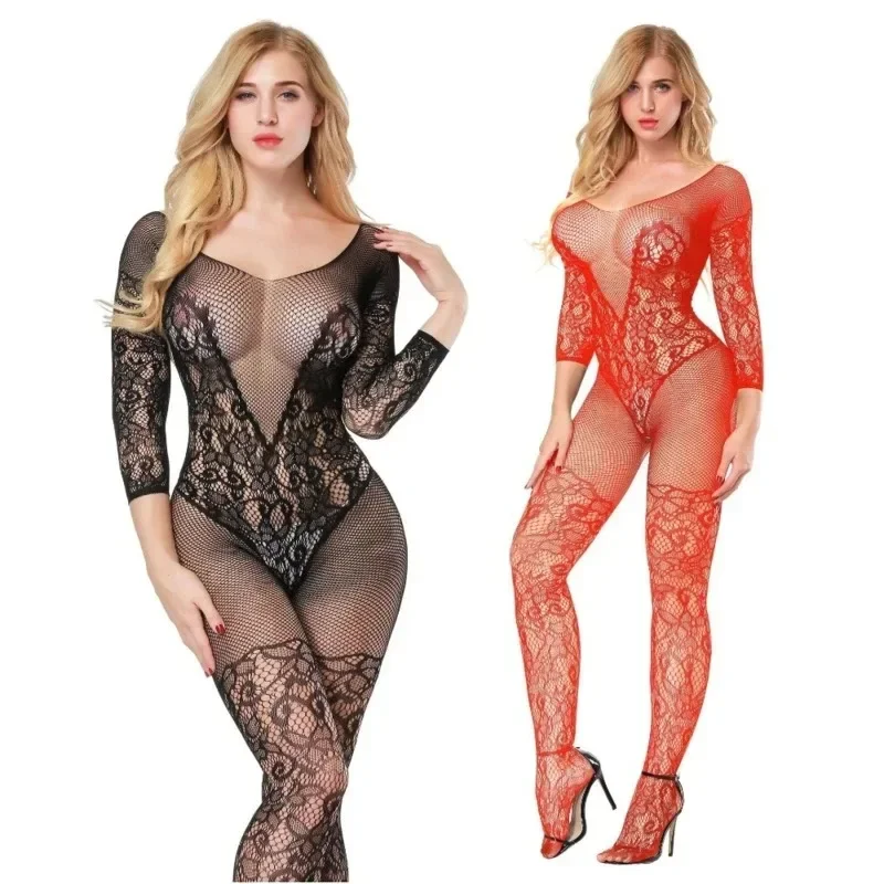 

Hot Fishnet Sexy Lingerie Mesh Bodystockings for Women Hot Erotic Lingerie Sexy Open Bra Crotchless Babydolls Bodysuits Female