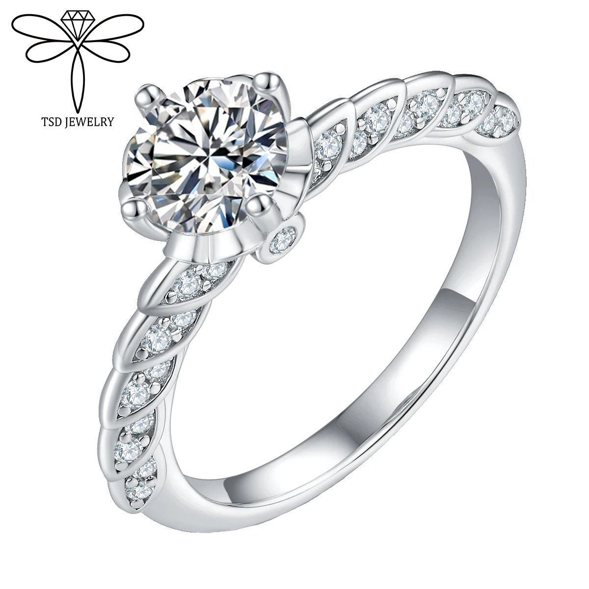 

Original 100% 925 Moissanite Sterling Silver Engagement Rings Solitaire 1 Carat D Color Diamond Sparkling Women Fine Jewelry
