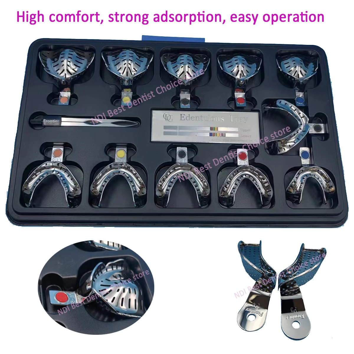 12pcs/set Dental Impression Trays Alloy Materials Upper Lower Autoclavable Teeth Tray Teeth Holder Pioneer CDG System Mouth Tray