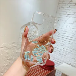 Quicksand liquid phone cases for iphone 14 13 16 17 Pro 15 Plus Max case dollars slider clear cover funda gold silver flash hull
