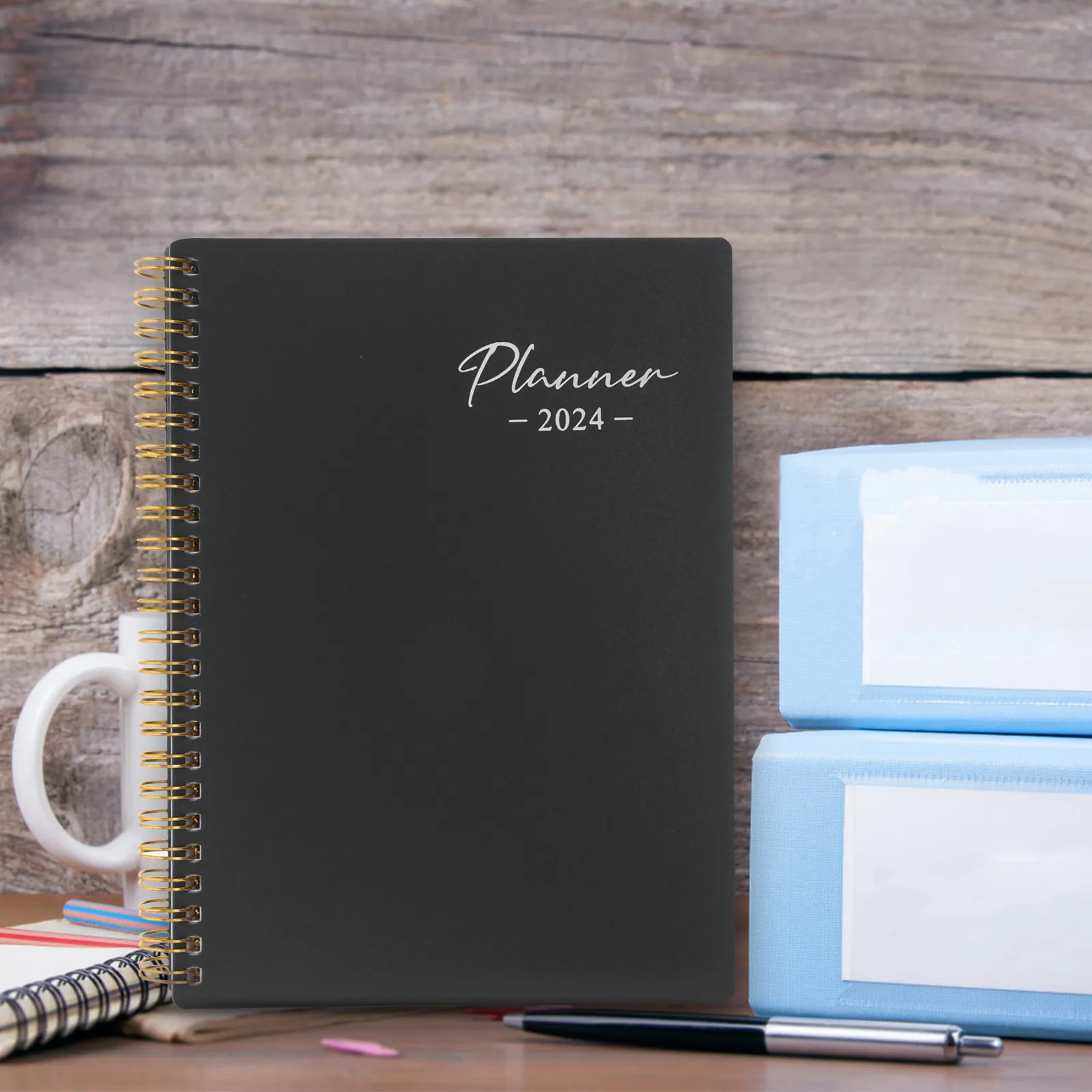 

Coil Bound Academic Planner Book Portable Daily Organizer Notebook for Students Teachers 2024 Weekly Monthly Schedule Planner