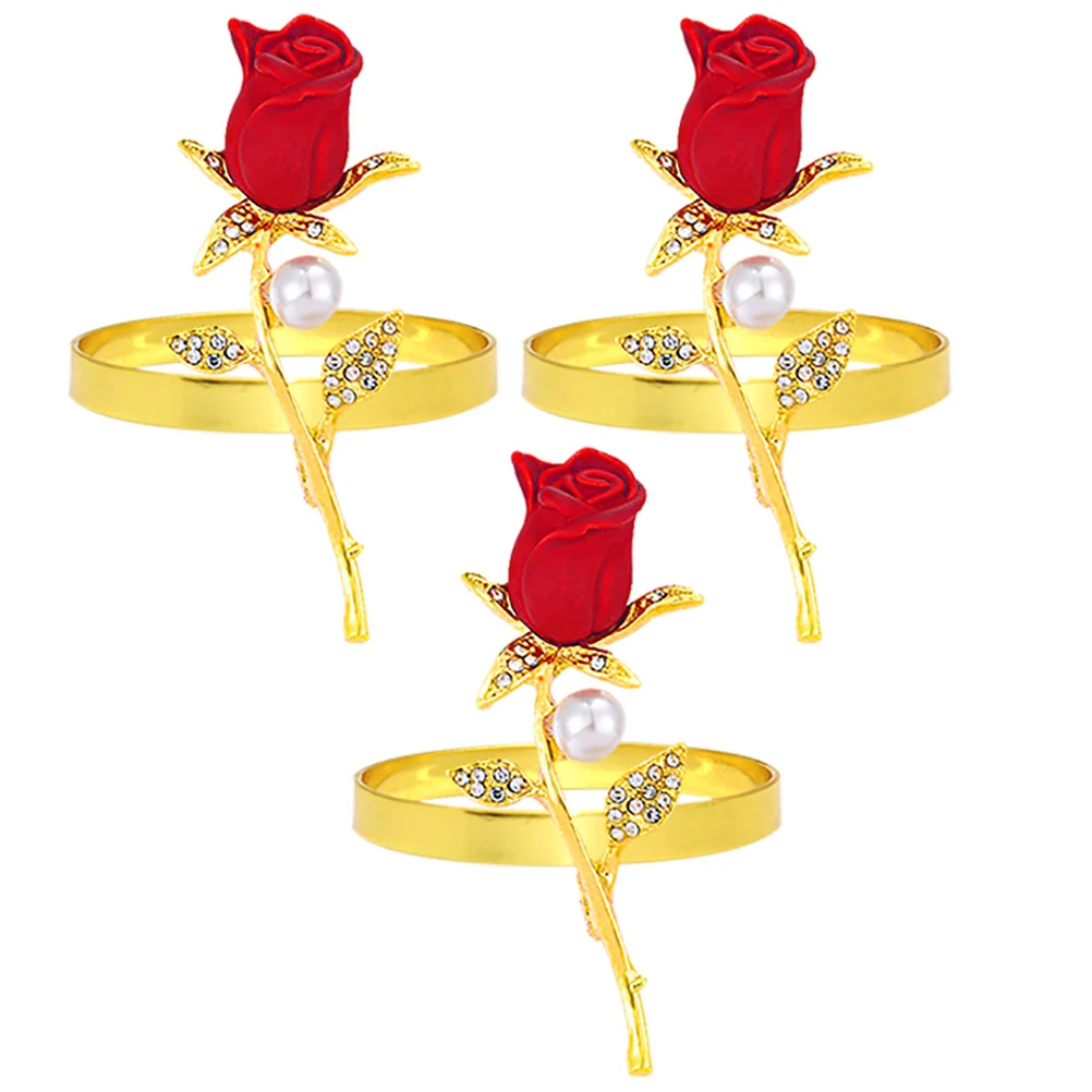 

3pcs Flower Rings Alloy Decorative Napkin Buckles Party Banquet Serviette Ring Table Napkin Holders Wedding Decoration