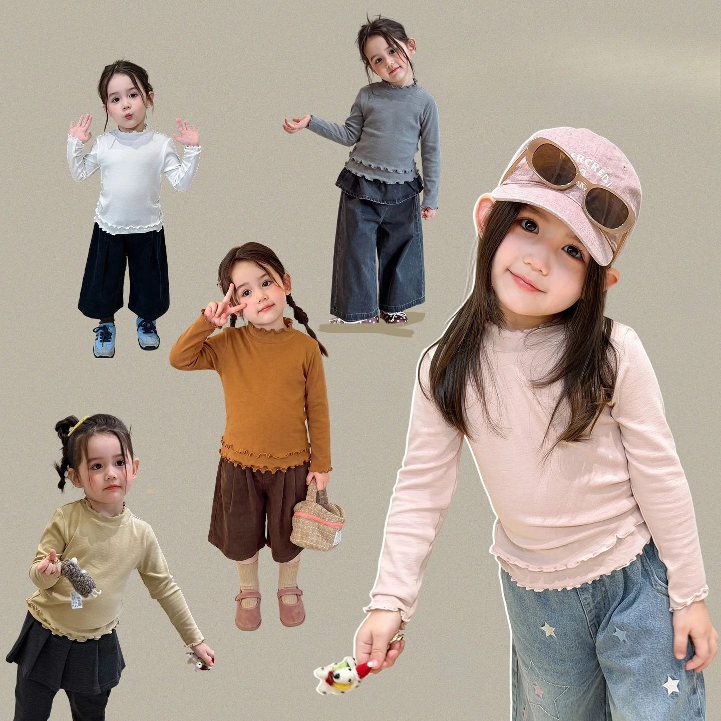 T-shirt Girls Base Shirt Long Sleeved T-shirt Autumn Outfit Lace and Stylish Children Top Pajamas A-class Baby Clothes