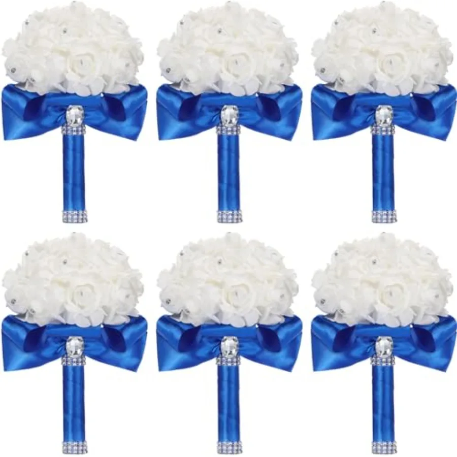 

Pack Wedding Bouquets for Bride Roses Bridesmaid Bouquet Bridal Bouquet Flowers Wedding Hand Holding Bouquet with Diamond Soft