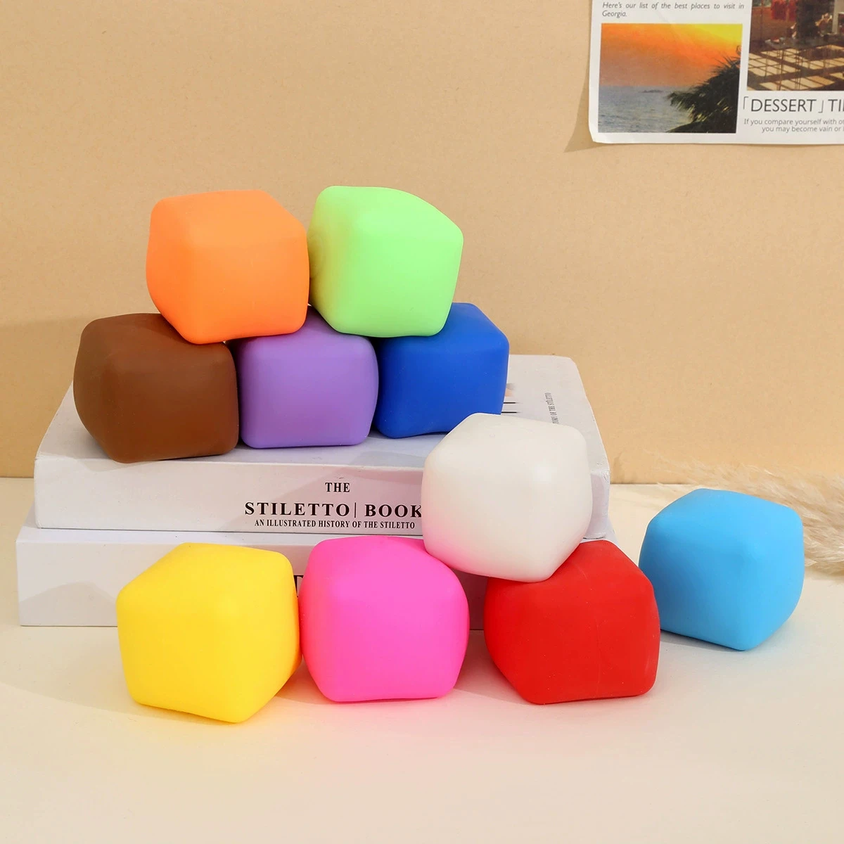 Cute Color Tofu Stress Balls Sensory Toys Stress Relief Fidget Toys Squishy Dough Ball Gifts for Adults Children Best Gift