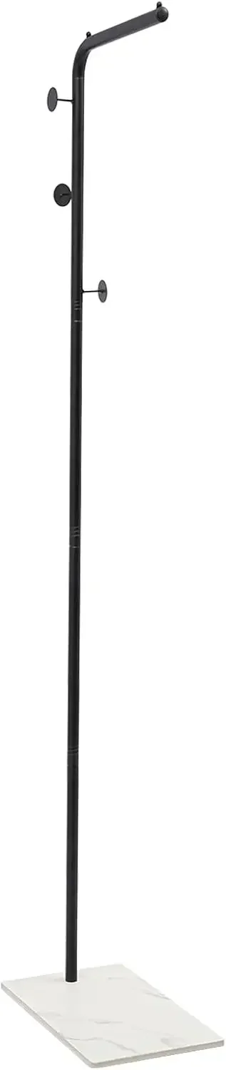 

L-образная вешалка для одежды, металлический стержень с тремя крючками с круглой головкой, шиферное основание, высота 170 см, подходит для прихожей, опоры 35 кг.