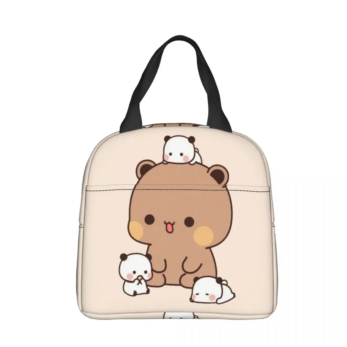 Panda y Brownie Bear pareja bolsas de almuerzo aisladas bolsa refrigeradora reutilizable Mochi gato grande bolsa de almuerzo bolsa de comida escuela al aire libre