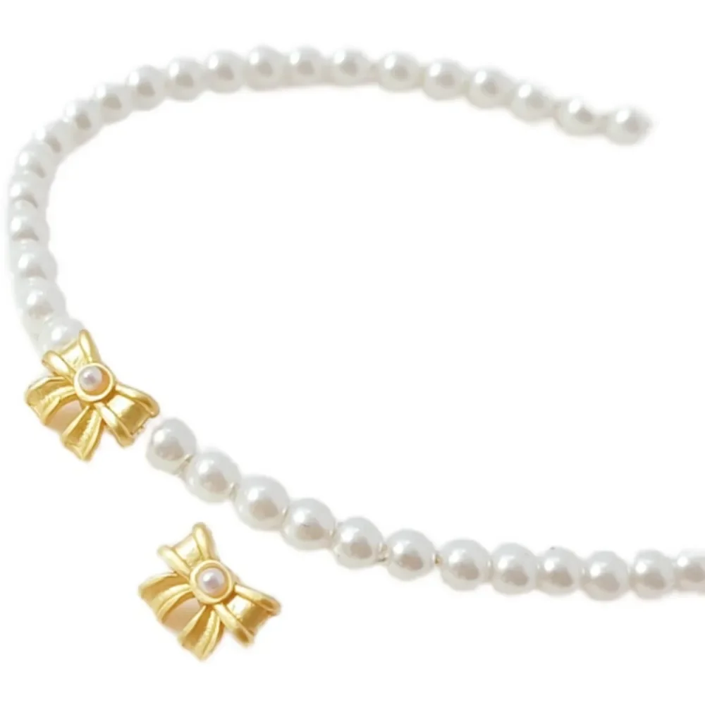 إكسسوار ذهبي قديم قوس صغير 14 قيراط، قلادة لؤلؤ لزجة، سوار مصنوع يدويًا، قلادة، مطرز ومتشابك #5