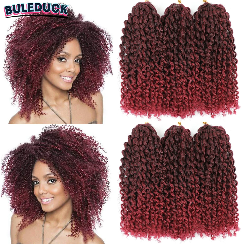 Marlybob-Extensions de cheveux tressés au crochet, tresses bouclées crépues, torsion de la passion, cheveux ombrés, 8 po