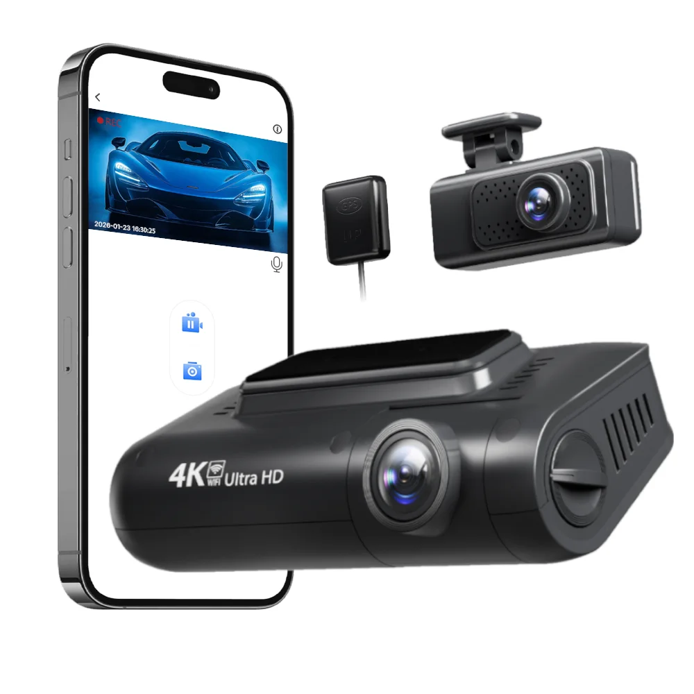 

4K+2K Dual Lens Dash Camera with WiFi GPS Front and Rear Cameras Video Recorder 1 Year Warranty 3.0 Inch IPS Screen Night Vision
