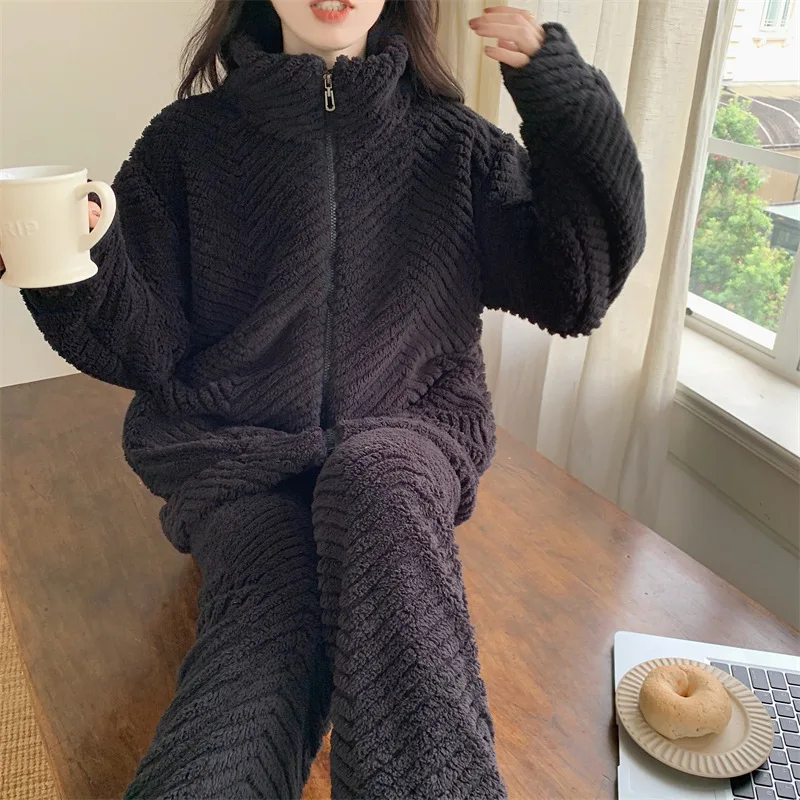 Sleepwear Women Winter Plus Size Long Sleeve Pajamas Set Casual Home Clothing Female Nightwear Outside Wear Pijama Feminino 5XL