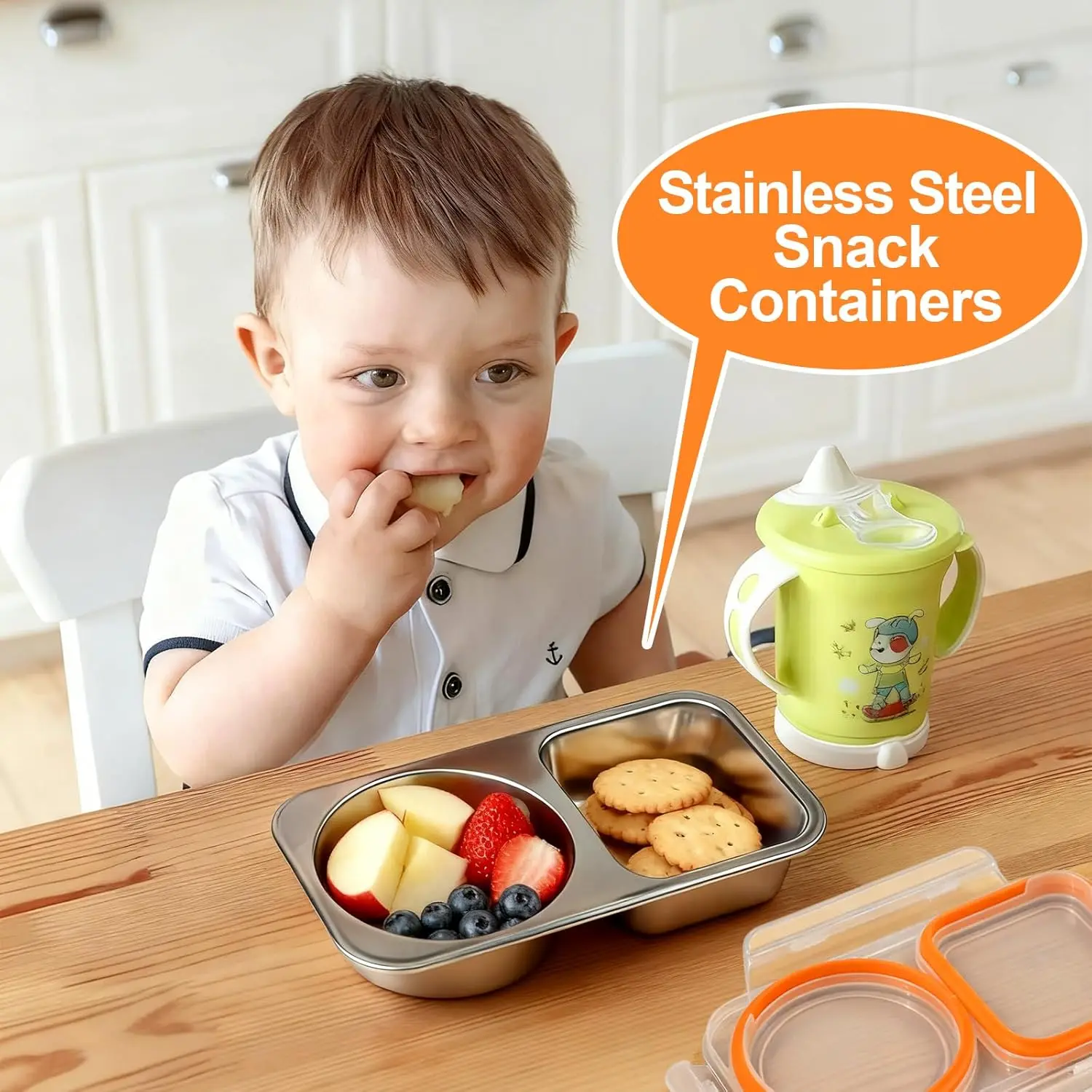 2 Compartment Stainless Steel Snack Box Airtight Leakproof R
