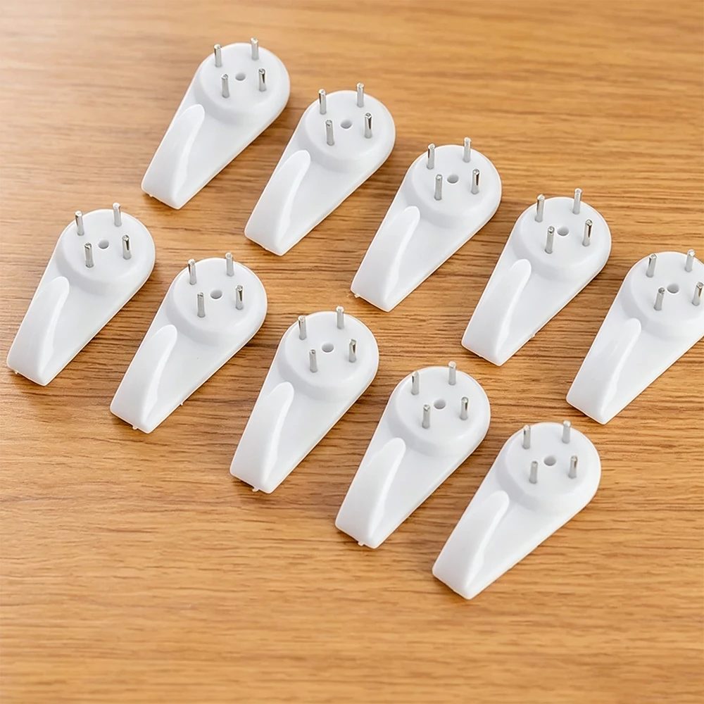 Wall Hooks Picture Hangers, Photo Frame Hanging Hook White Painting Hook Plastic Invisible Photo Picture Nail Hook Hangers
