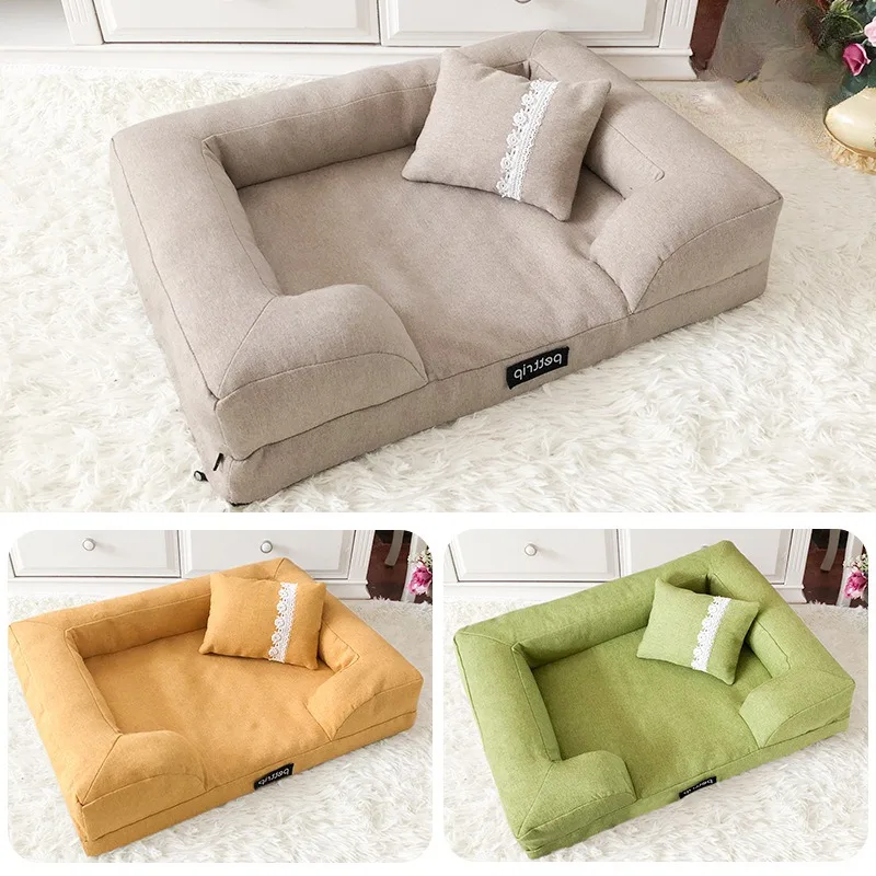 

New Kennel Sofa Small and Medium Size Bed Pets Mat Four Seasons Cat Kennel Removable and Washable Large Dog Accessories