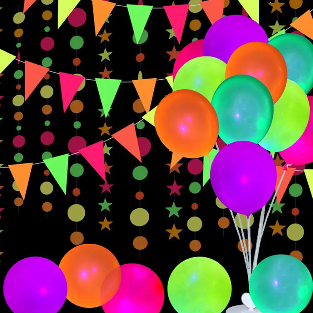 

50 Pcs Fluorescent Balloons Balloons 12 Inch Glow Dark Party Festival Decorations Safe Latex Mixed Colors Photo Props