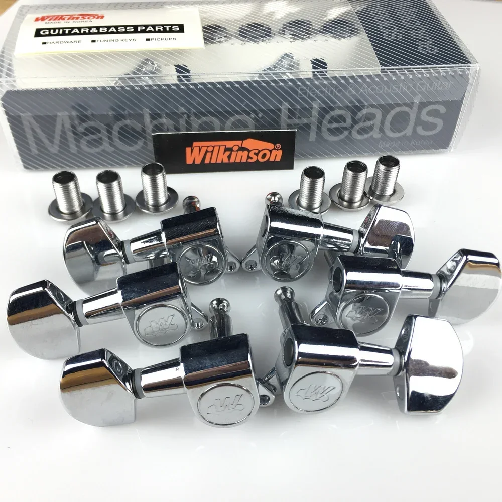 

Wilkinson WJN-01 3R-3L Guitar Machine Heads Tuners WLS 3+3 Chrome Silver Tuning Pegs ( With packaging )