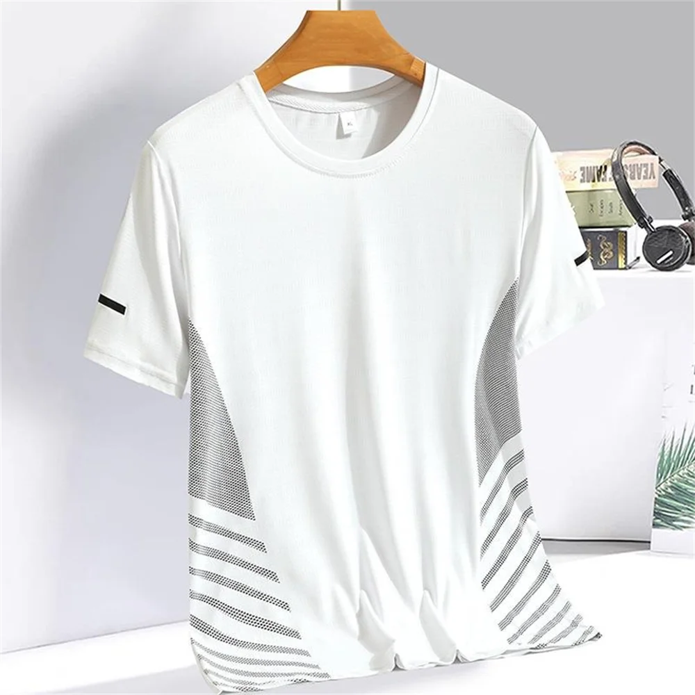 Breathable Men's T-shirt Summer Quick Dry Short Sleeve Running Tee Casual Loose Gym Fitness Athletic Activewear Top 3D Print