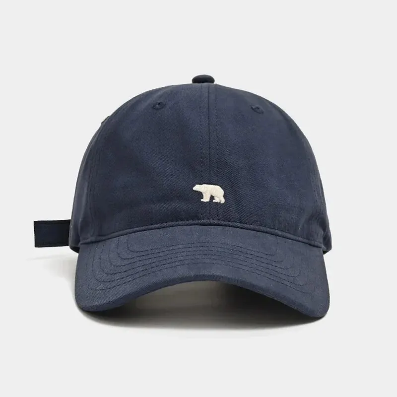 Hat Female Spring/Summer American Embroidered Wide Brimmed Baseball Hat Female Sunshade Soft Top Polar Bear Duck Tongue Hat Male