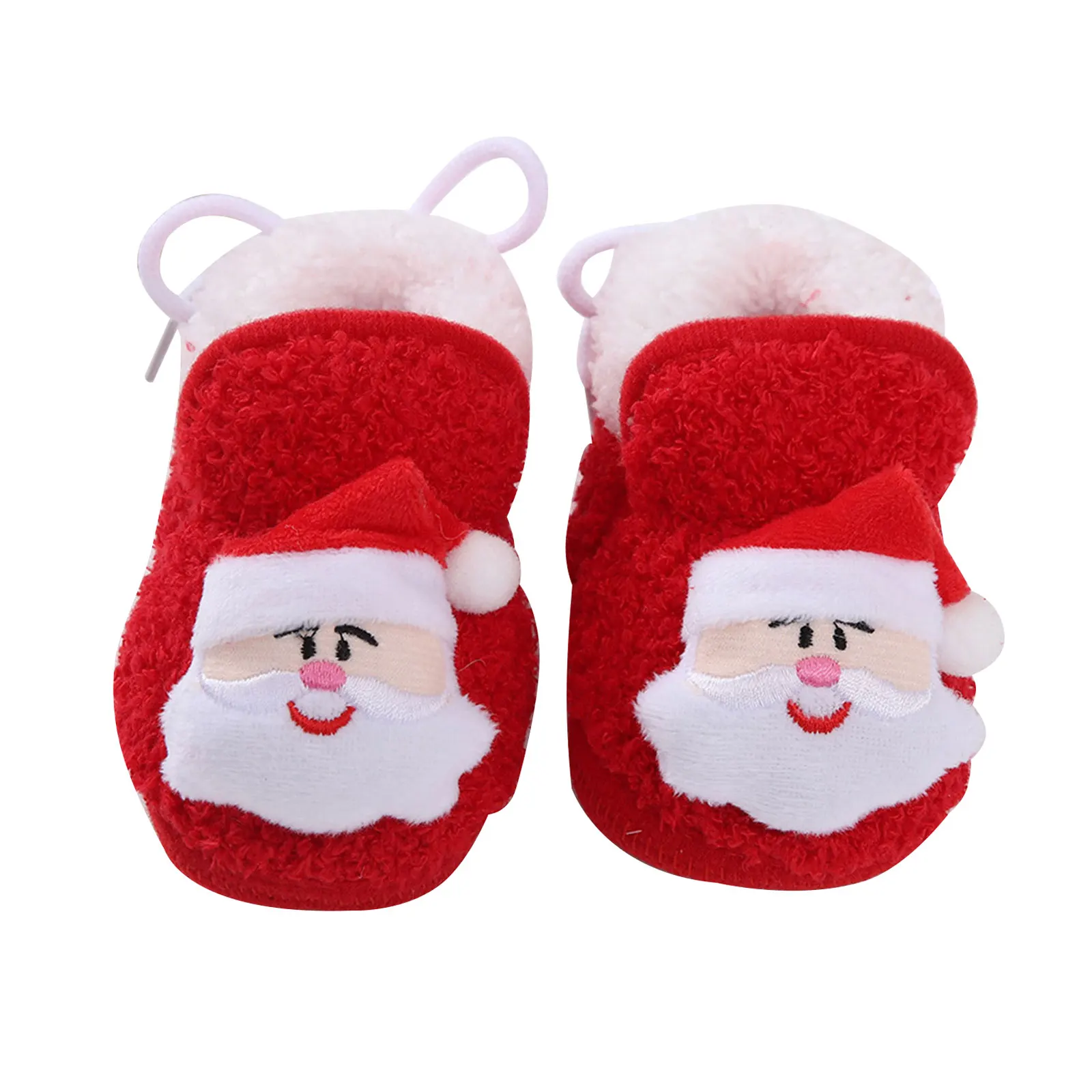 

Toddlers Baby Winter Warm Fleece Soft Sole Crib Shoes Christmas Santa Claus Reindeer Snowman Prewalker Shoes Drawstring Footwear