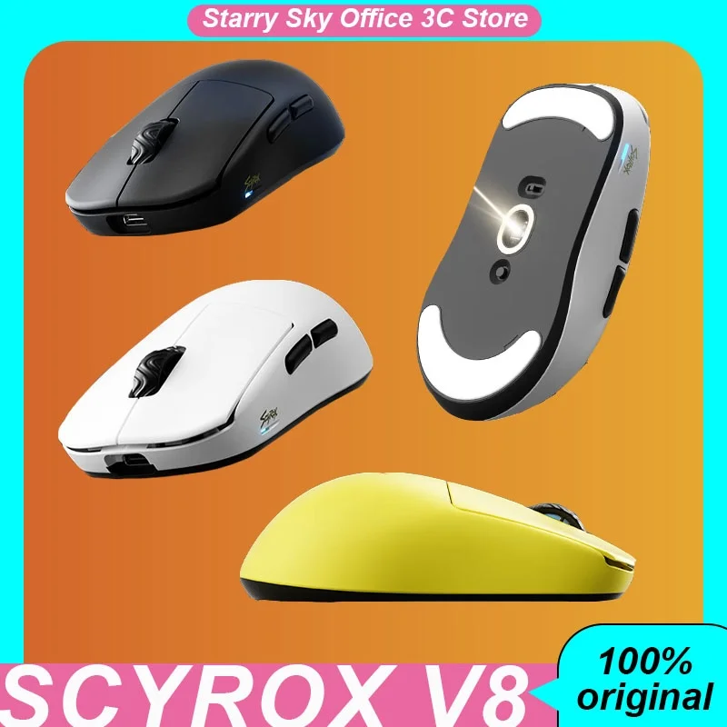 Scyrox V8 Wireless Gaming Mouse 8k Low Latency Lightweight Pixart3950 Optical Sensor Customized Laptop Mini Mouse  Pc Accessory