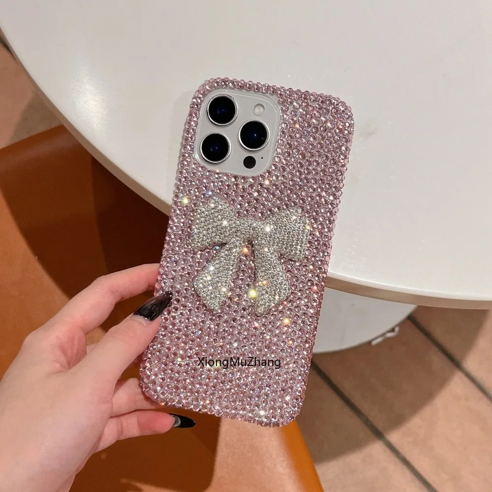 Bling Diamant Kristall Schleife Glitzer Handyhülle für iPhone 16 15 14 13 12 18 17 Pro Max 11 Stoßfeste Stilvolle Rückseiten-Schutzhülle – Detail 8