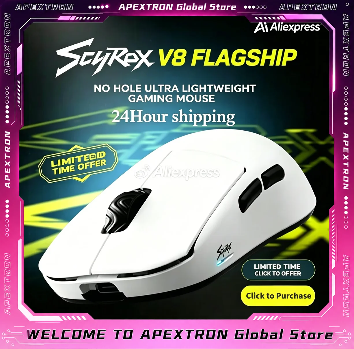 

Scyrox V8 Wireless Gaming Mouse 36g PAW3950 8K Polling Nordic 52840 Optical Switches 30K DPI 750 IPS Claw Grip FPS