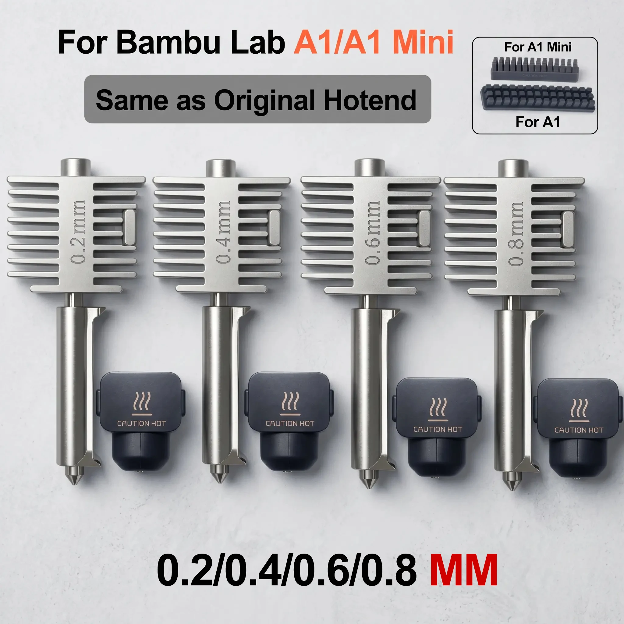 

Upgraded Hotend Kit For Bamb Lab A1/A1 Mini All-in-one Hot End Assembly 0.2/0.4/0.6/0.8mm Hardened steel Nozzle 3D Printer Part