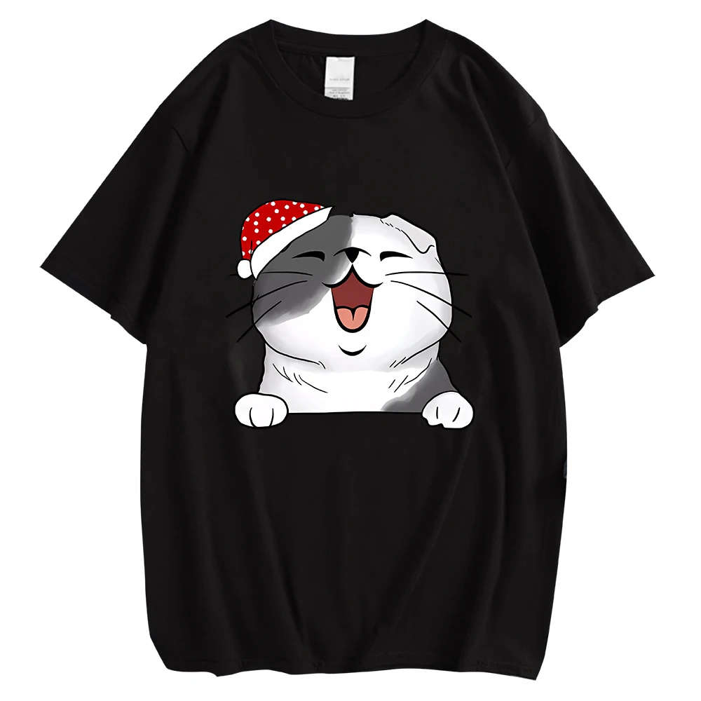 CLOOCL Fashion Cotton T-shirts Christmas Scarf Cats Printed Tees Mens Women Shirts Harajuku Hip Hop Tops Xmas Gifts Dropshipping