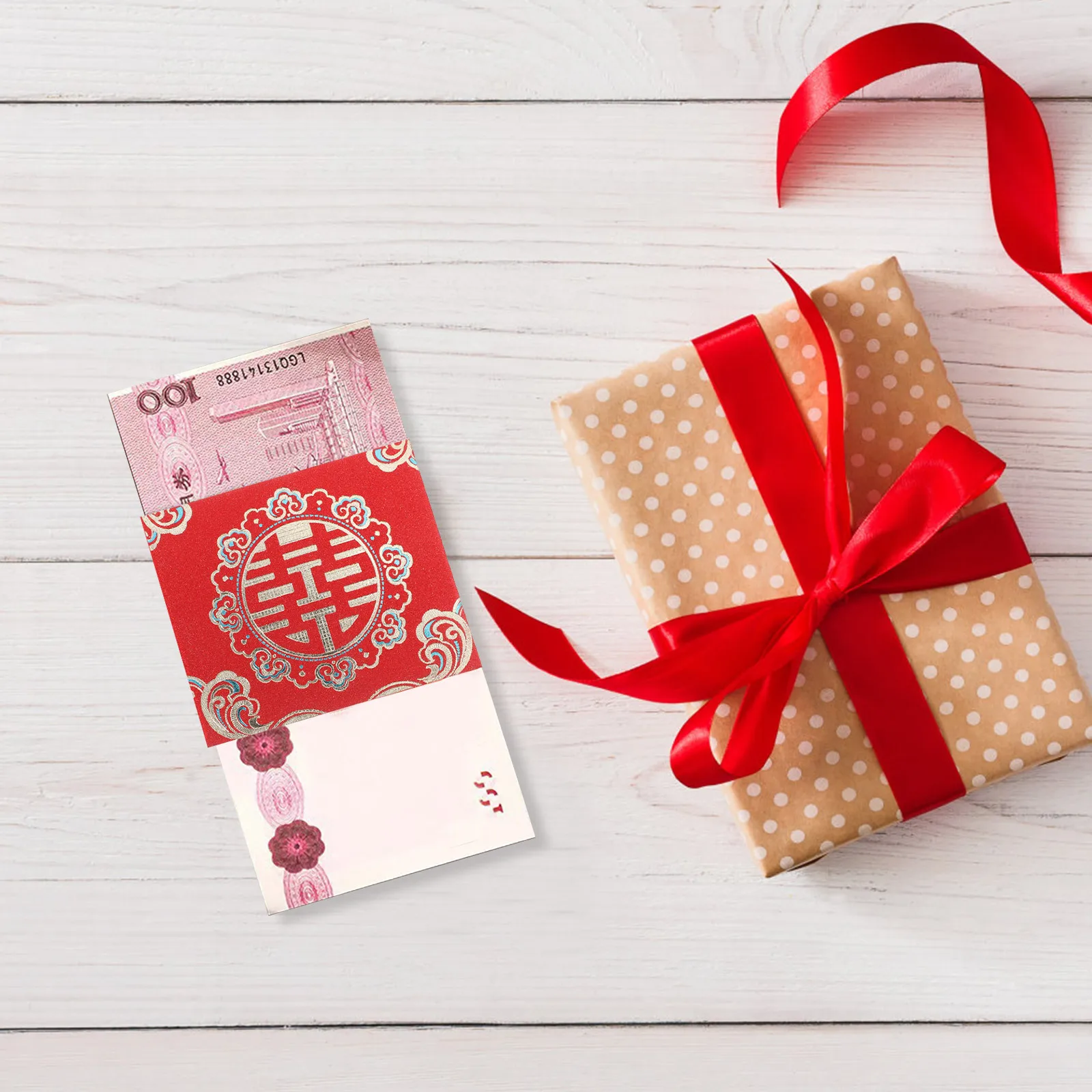 

6 шт., китайские свадебные рукава для денег, элегантный держатель, декоративный бумажный рукав для больших наличных, красный пакетик, свадебный пакет