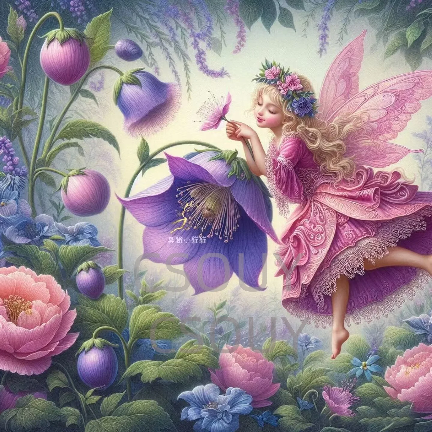 

Flowers Gril Fairy 100% Fairy Dust Square Drill Full Diy Diamond Painting Cross Stitch Crystal Embroidery Mosaic Decor Needlewor