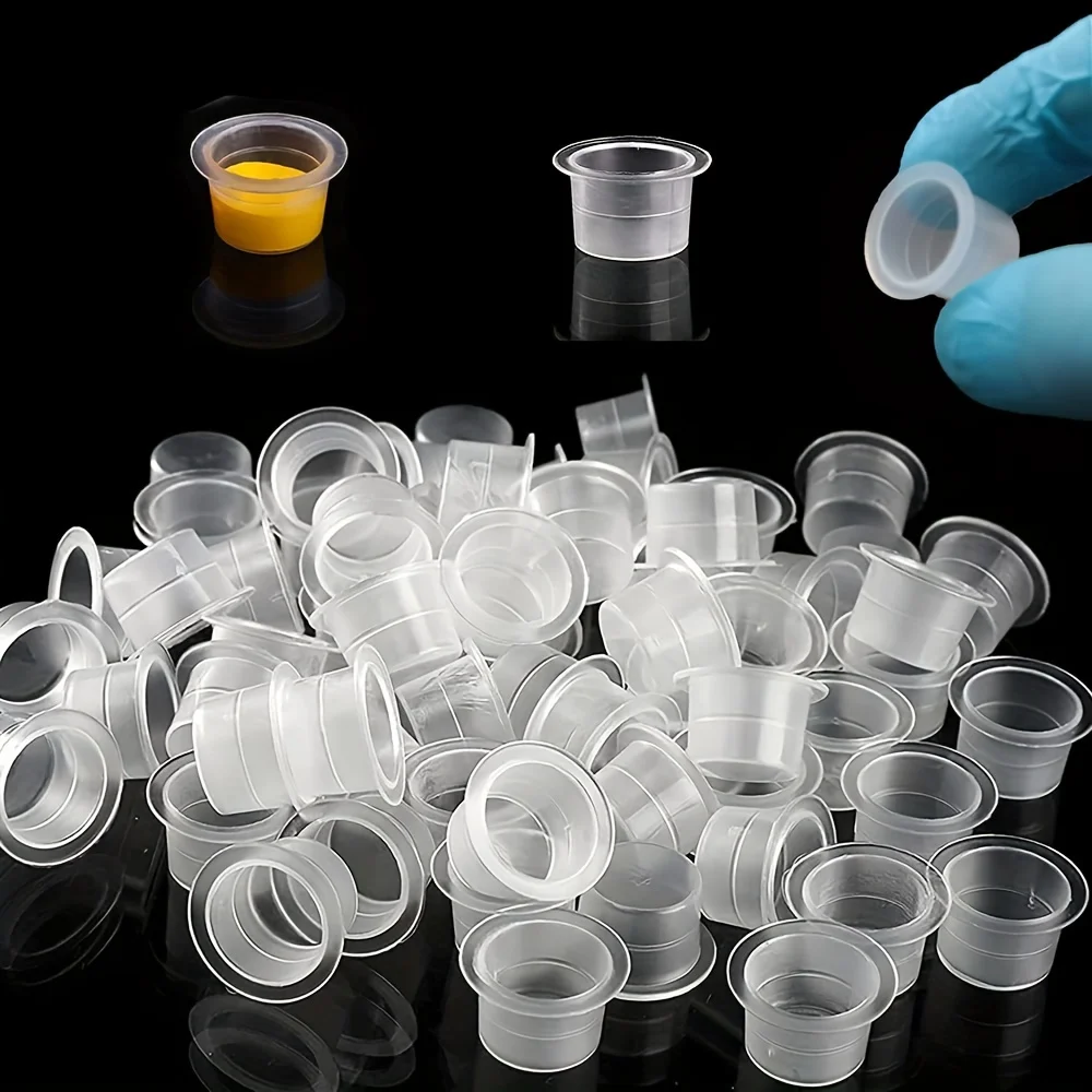 Kvm1000/400pcs Disposable Tattoo Ink Cups 4 Sizes Plastic Pigment Cups for Tattoo & PMU Artists Tattoo Accessories Supply