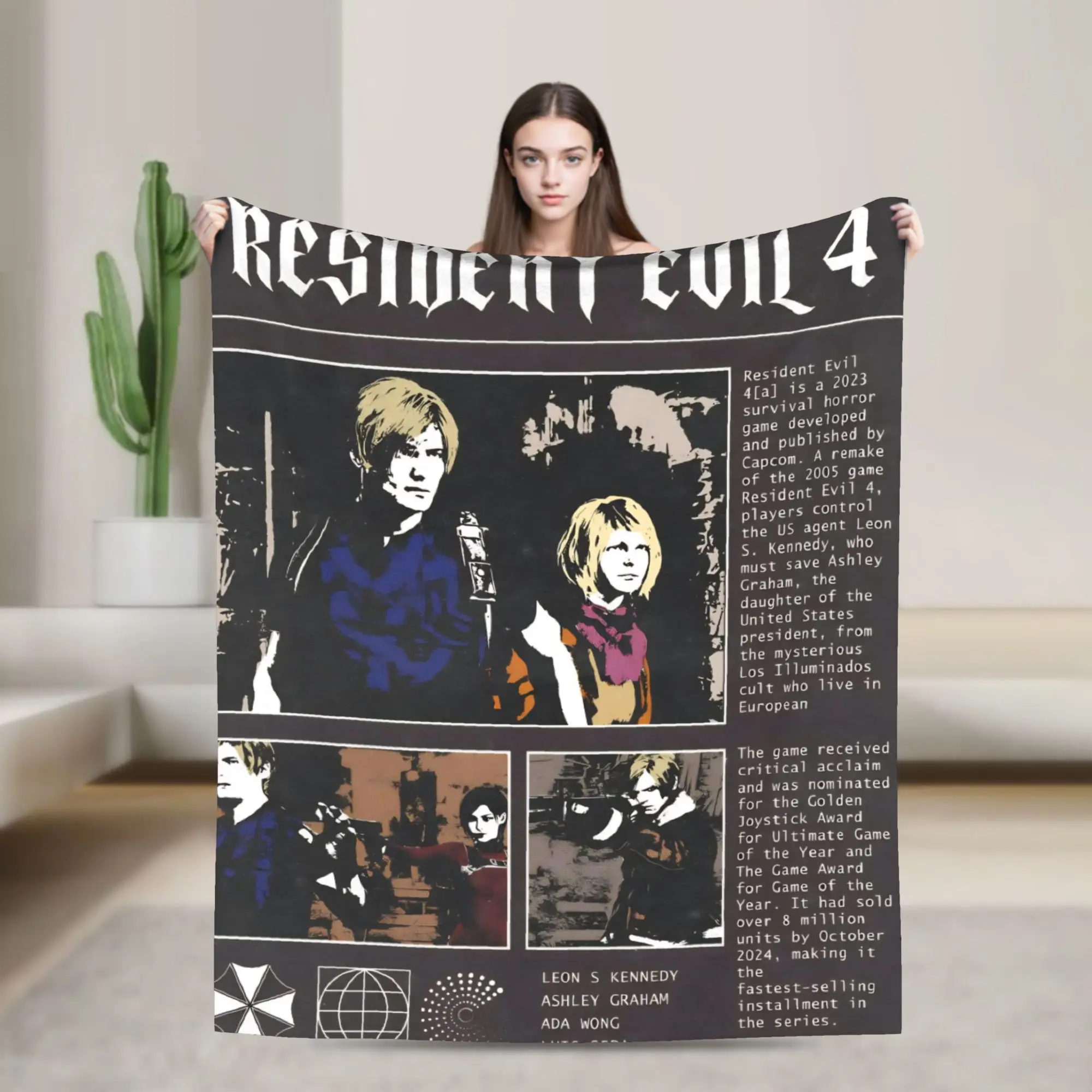 

Leon Kennedy Resident Evil Blanket Soft Warm Comfortable Plush Throw Blanket For Couch Chair Travel Flannel Bedspread Bed Cover
