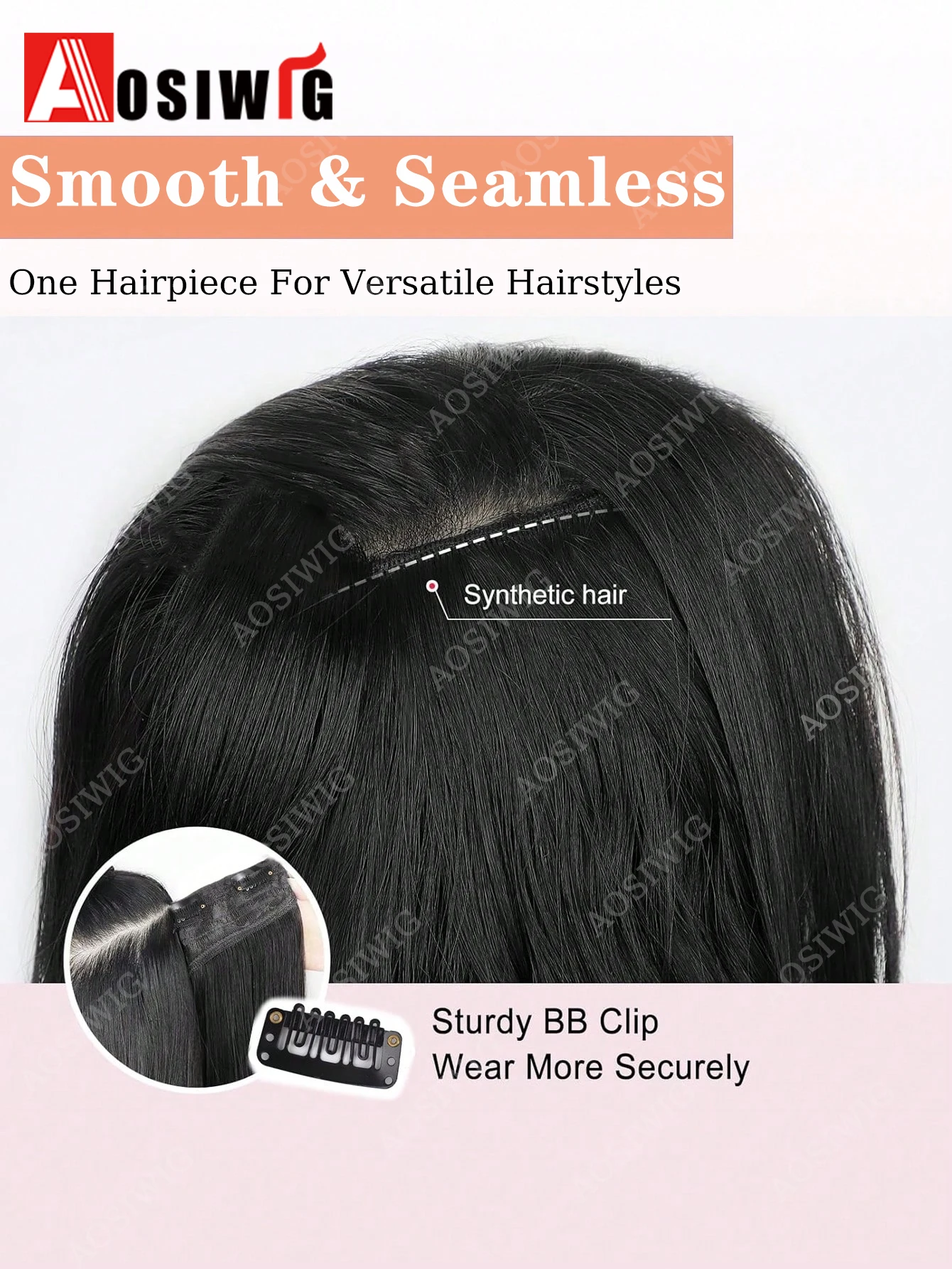 Synthetic Long Straight Clip In Hair Extensions