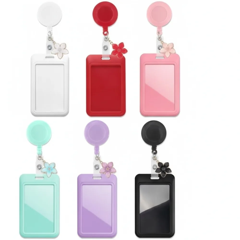 Stylish Colorful Badge Holder Flower Charm Retractable Badge Reel 2D ID Badge Holder For Teacher Office