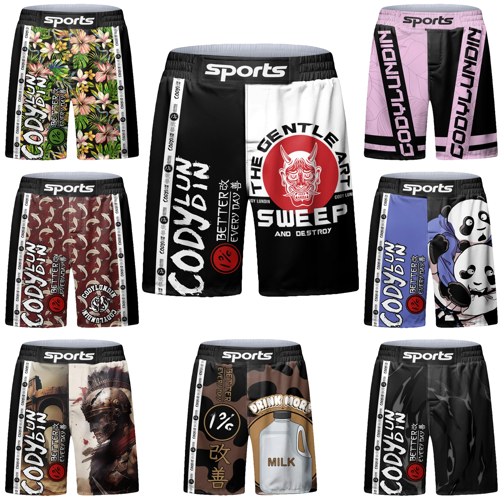 Cody Lundin Black Kids Boys Muay Thai Shorts Boxing Kickboxing MMA Training Trunk Fight BJJ Grappling Shorts Custom BJJ Shorts