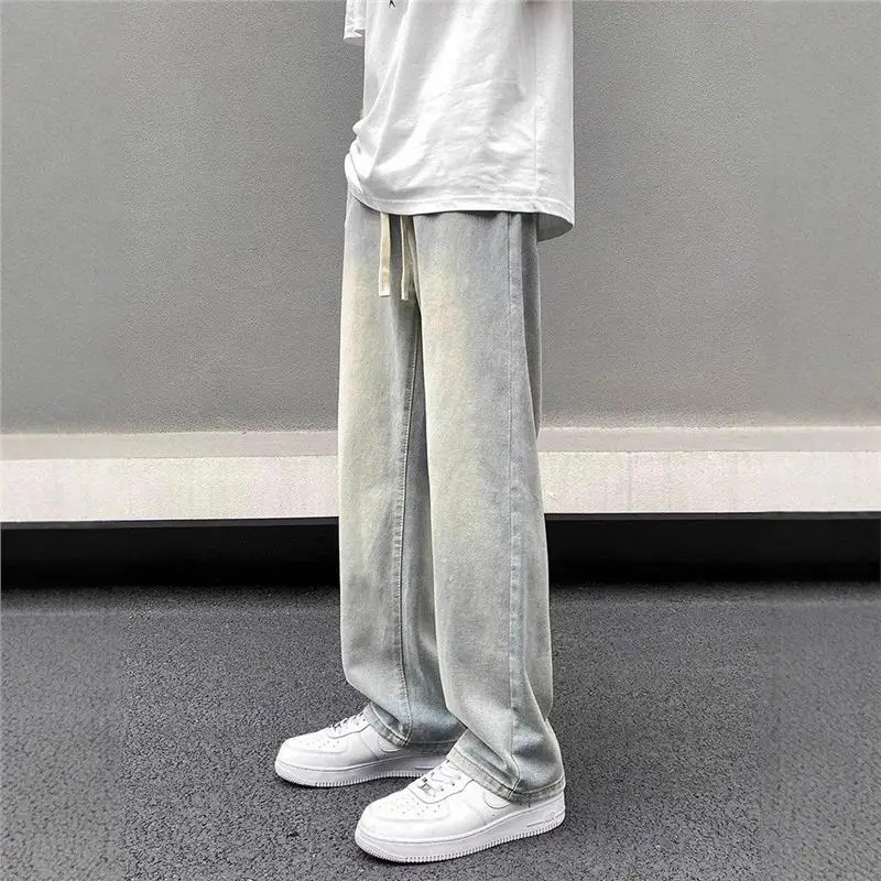 

New American Sle Mud Jeans Men's Trendy Brand Spring Autumn Straight Loose Versatile Casual Wide Leg Pants Low Waist