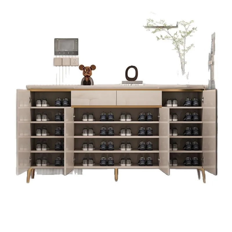Champagne cream wind bright paint entry door shoe cabinet entry door porch balcony cabinet multi-functional multi-layer